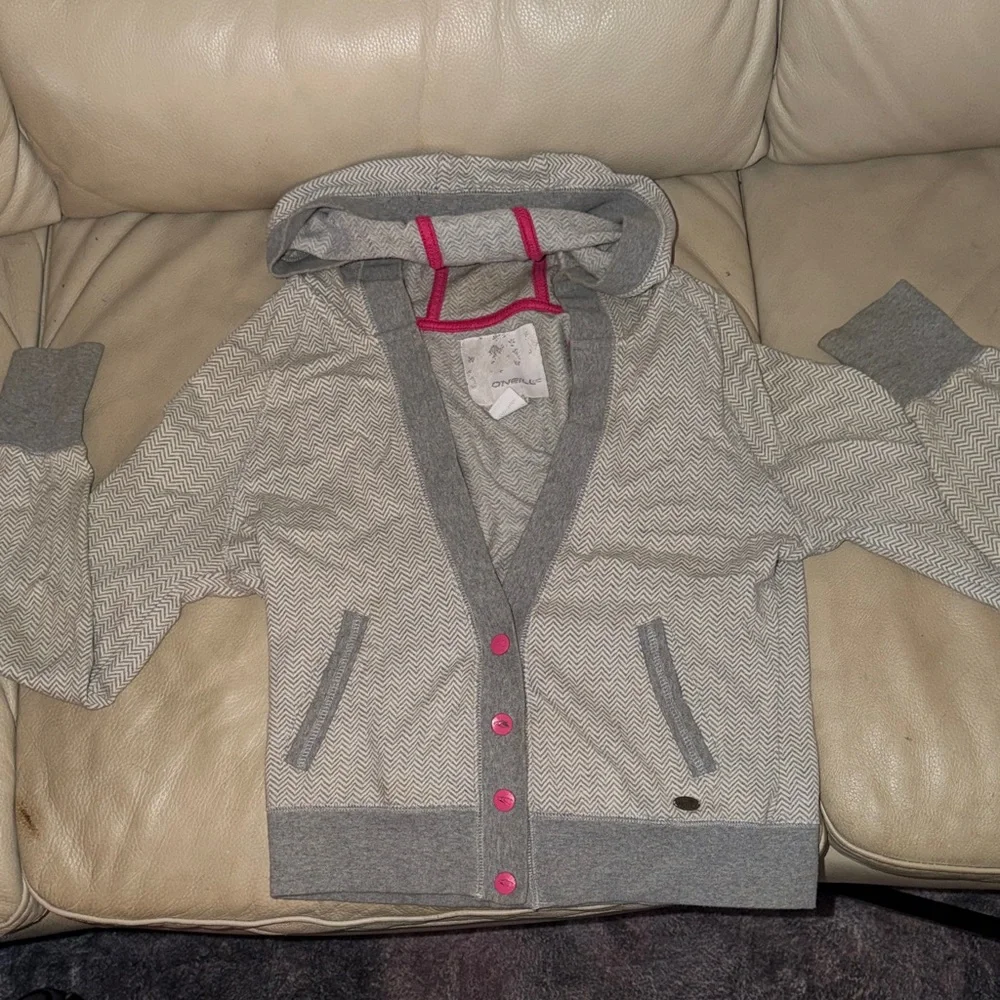 O’Neill Women’s Gray Patterned Button-Up Hoodie Jacket – Size Small - Picture 1 of 4